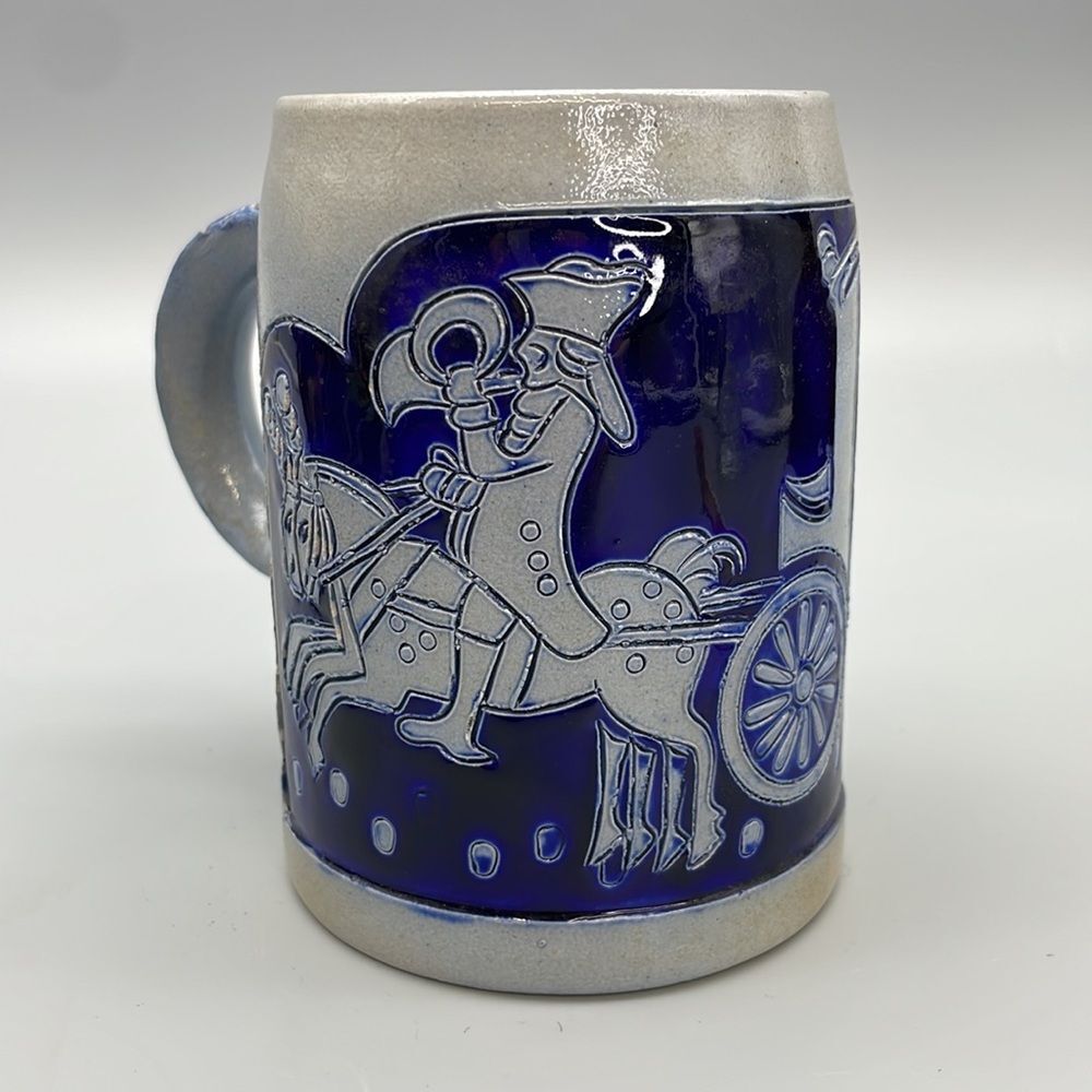 Vintage German Beer Stein Cobalt Blue Salt Glaze